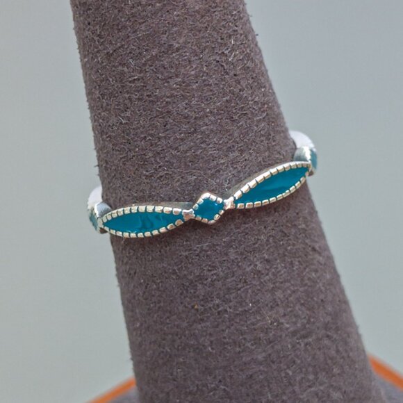 James Avery Sterling Cordoba Enamel Stacking Ring — Turquoise, Size 6.25 - Picture 11 of 12